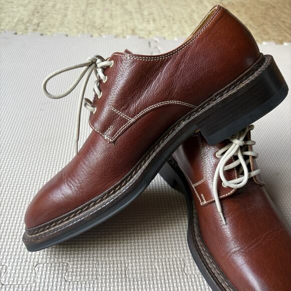 Navyboot Swiss Made Mens Brown Leather Derby Shoes Square Toe Italy Sole EU 41 - Picture 11 of 11